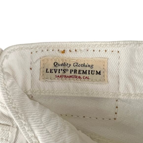 Levi’s Wedgie Straight Jeans 27 White | Y2K High Rise Raw Hem Ankle Denim Pants - Picture 8 of 15